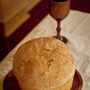 The bread used for the Communion sacrament on May 6, 2012 was baked the previous day by volunteers under the direction of the Milk and Honey Baking Collaborative.