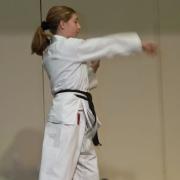 Violet gave a Karate demonstration as Allyson narrated and explained the subtleties.