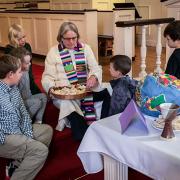 We observed World Communion Sunday with a Communion "buffet." Breads from around the world were placed at stations throughout the Sanctuary.