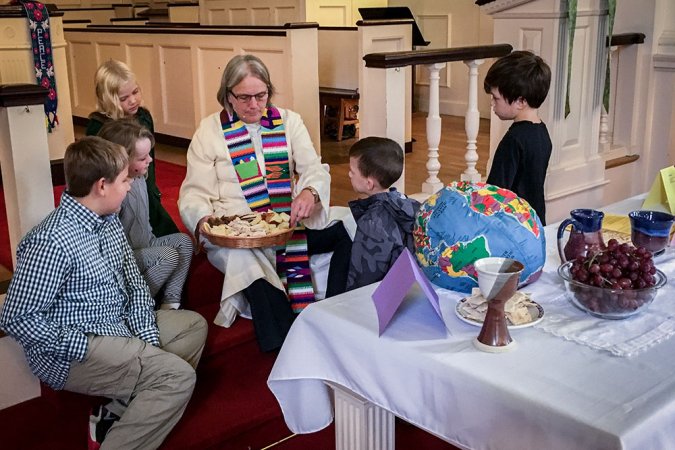 We observed World Communion Sunday with a Communion "buffet." Breads from around the world were placed at stations throughout the Sanctuary.