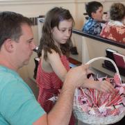 Pinwheels were distributed and used in Pastor Shelly's sermon