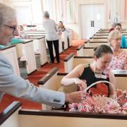 Pinwheels were distributed and used in Pastor Shelly's sermon