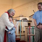 Bible presentation. Nate's father, Bob, brought the Bible he received in East Church when he graduated third grade!