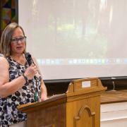 Margaret Carrols spoke of Shelly's support of and involvement with the Milton Coalition.