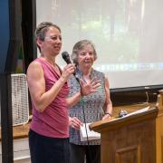 Sharon Gallagher and Vicki Nelson spoke of Shelly's leadership during the consolidation process.