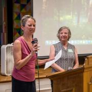 Sharon Gallagher and Vicki Nelson spoke of Shelly's leadership during the consolidation process.
