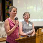Sharon Gallagher and Vicki Nelson spoke of Shelly's leadership during the consolidation process.