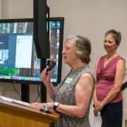 Sharon Gallagher and Vicki Nelson spoke of Shelly's leadership during the consolidation process.