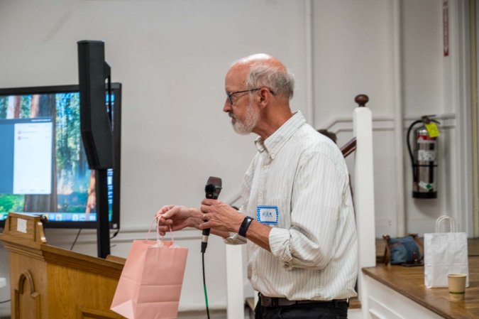 Mike Maholchic delivered a poem he wrote for Shelly.