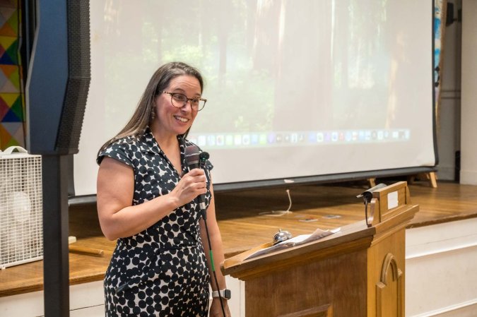 Rev. Liz Garrigan-Byerly was present as a representative of the conference, but also who knew Pastor Shelly for her pre-Milton days.