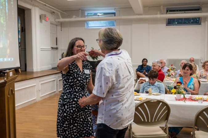 Rev. Liz Garrigan-Byerly was present as a representative of the conference, but also who knew Pastor Shelly for her pre-Milton days.