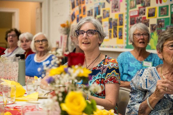 Shelly's retirement party concluded with a hymn sing.
