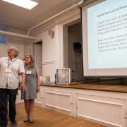 Shelly's retirement party concluded with a hymn sing.