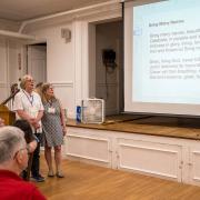 Shelly's retirement party concluded with a hymn sing.
