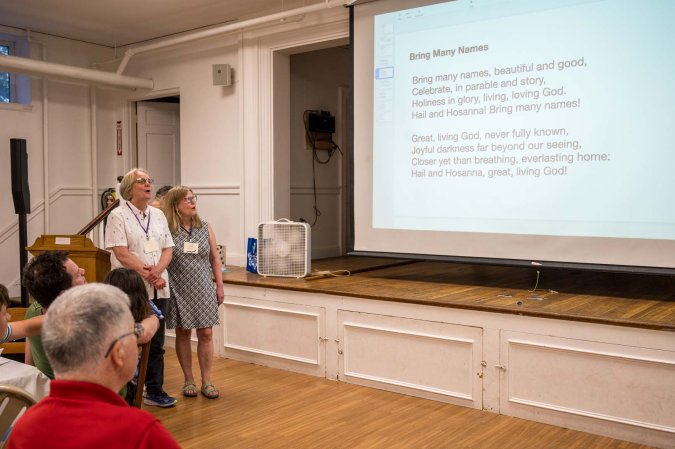 Shelly's retirement party concluded with a hymn sing.