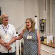 Shelly's retirement party concluded with a hymn sing.