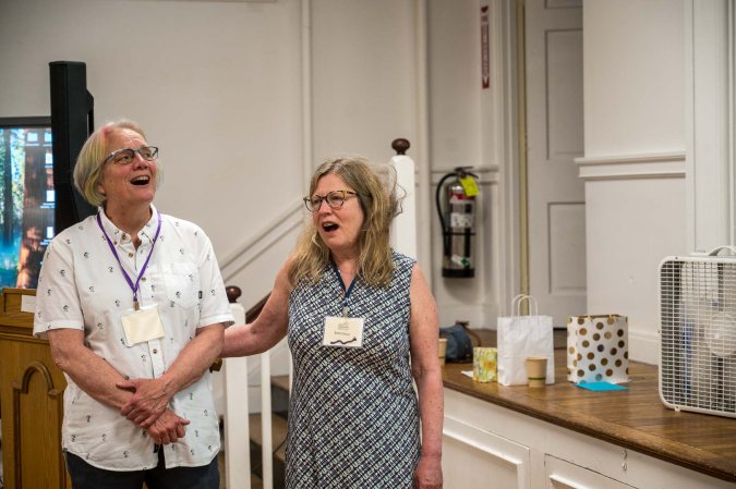 Shelly's retirement party concluded with a hymn sing.