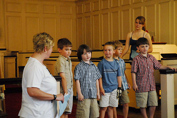 Preschool and Kindergarten lead Lord's Prayer